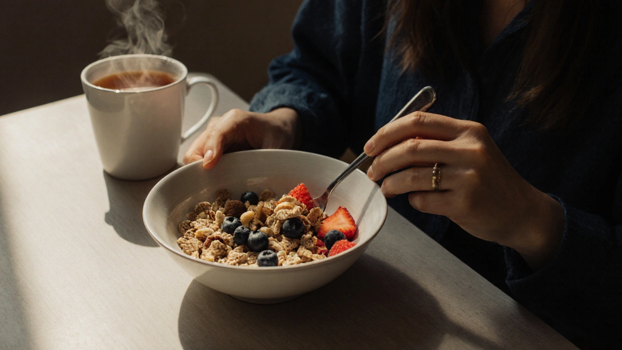 Člověk klidně jí ranní cereálie bez telefonu.