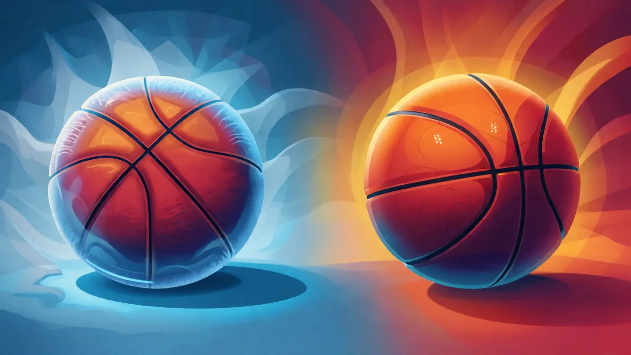 Ilustrace vlivu teploty na tlak vzduchu uvnitř basketbalového míče