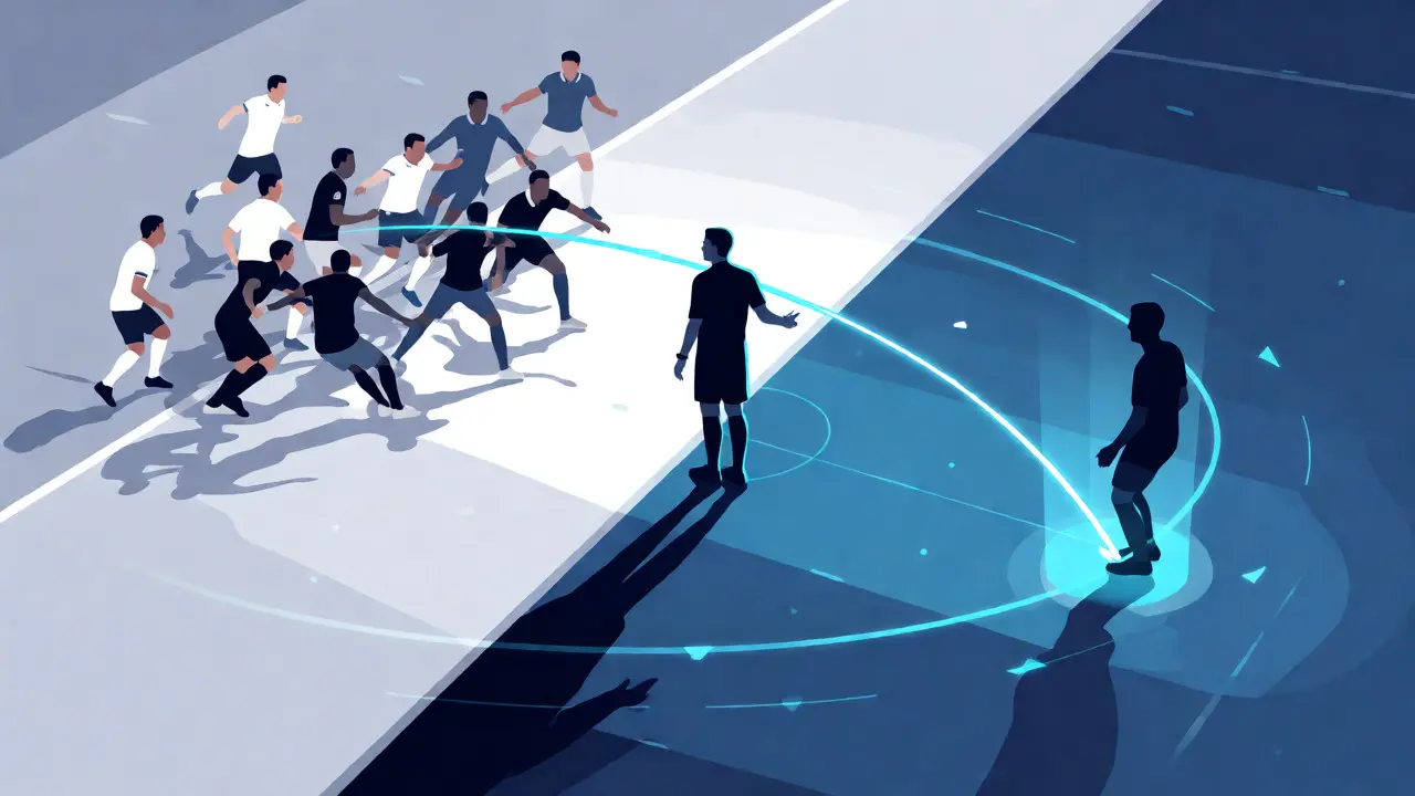 Konceptuální ilustrace VAR technologie ve fotbale